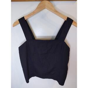 Vince Black Linen Blend Button Front Tank Top Women's Size 6 Summer Chic